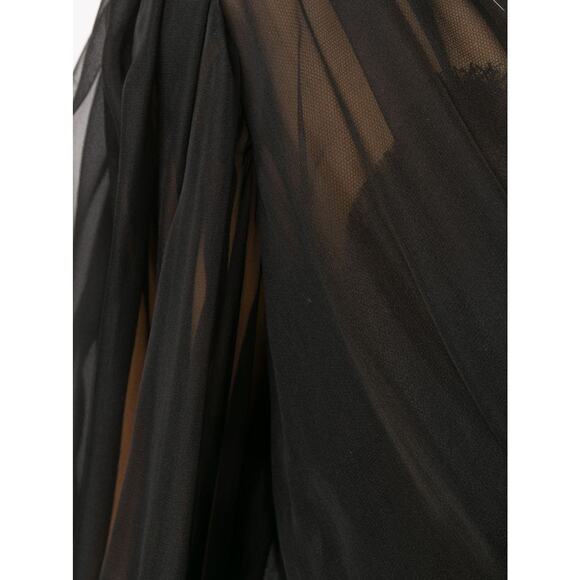 DOLCE & GABBANA Black Gathered silk-blend chiffon Mini Dress 42 M - Picture 5 of 12